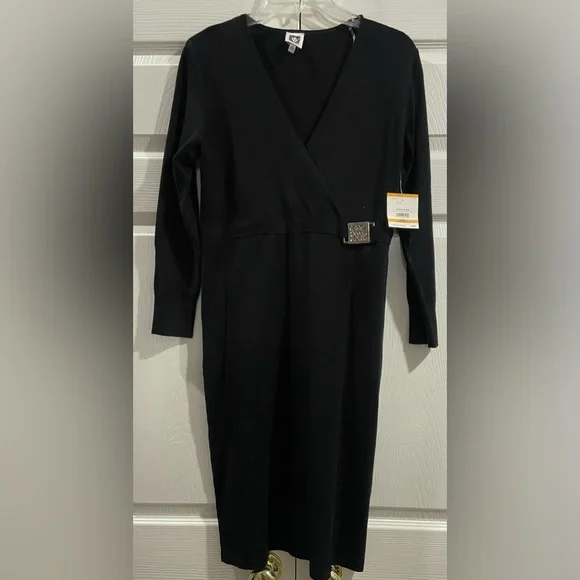 Anne Klein | Dresses | Anne Klein Womens Med Black Faux Wrap Dress Long  Sleeve Work Office Career Nwt | Poshmark